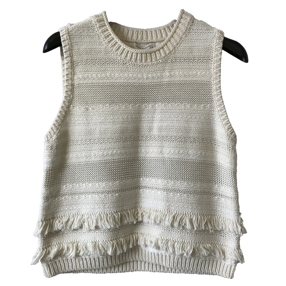 Club Monaco Knit Fringe Tank Size Large White/cream - Picture 1 of 12